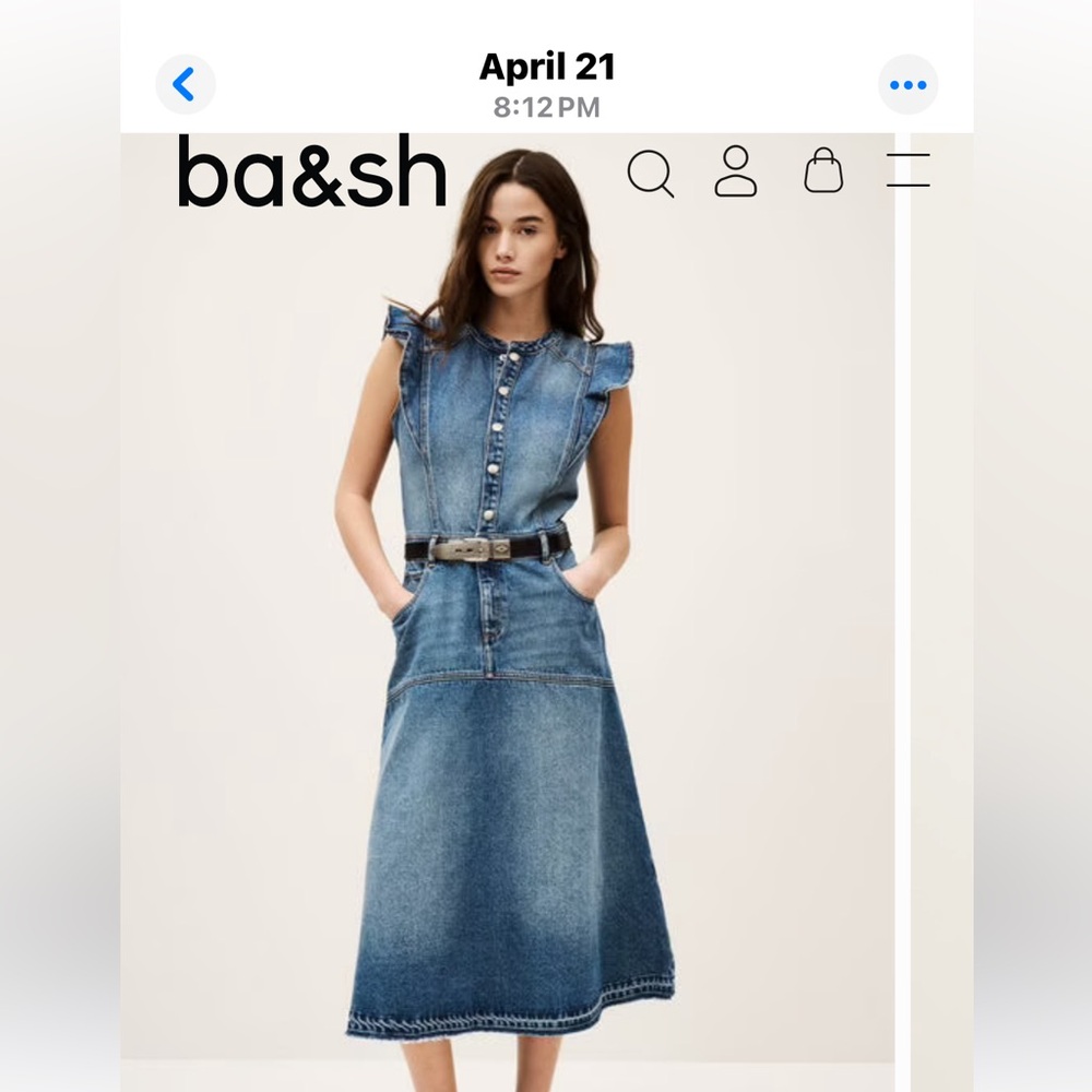 Denim  BASH Sleeveless Dress with Ruffle Sleeves new in a size small - Picture 10 of 10